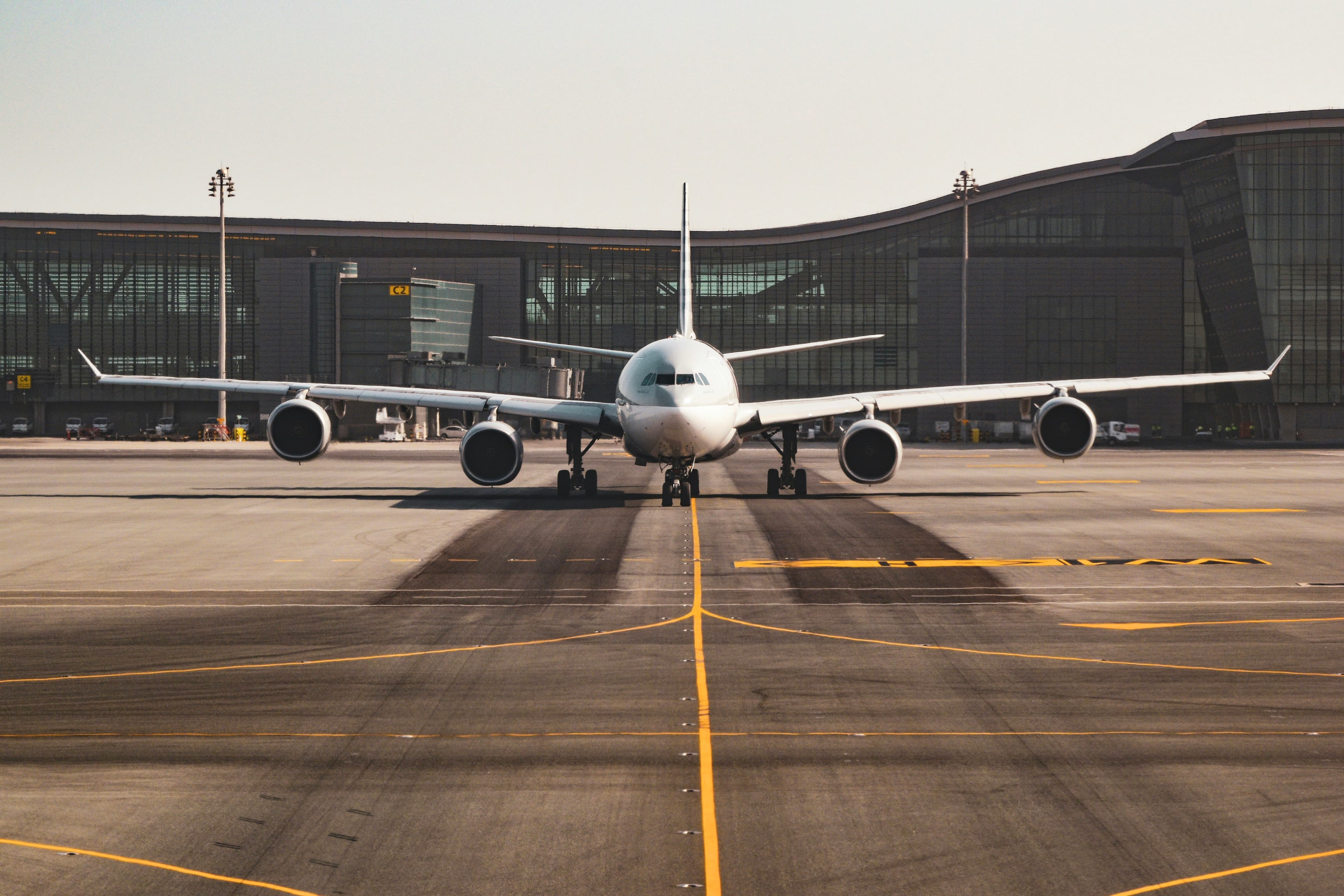Aircraft parked on an airport apron