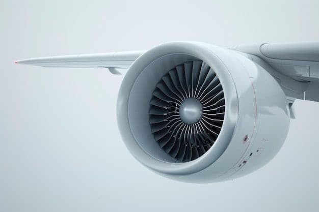 Close-up of a jet engine on an aircraft wing